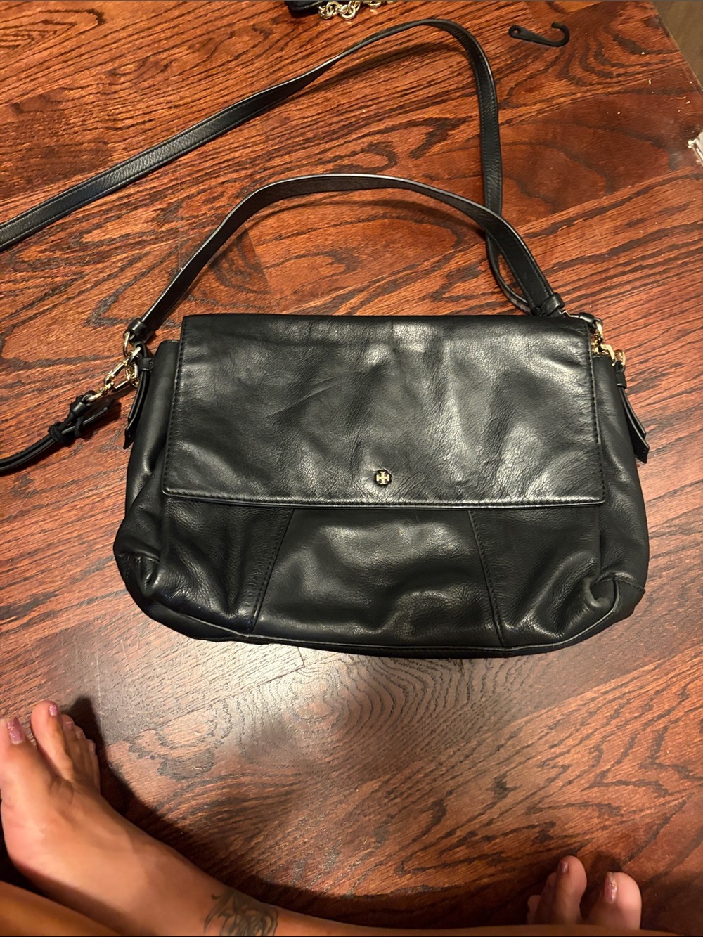 Black Leather Crossbody Shoulder Bag